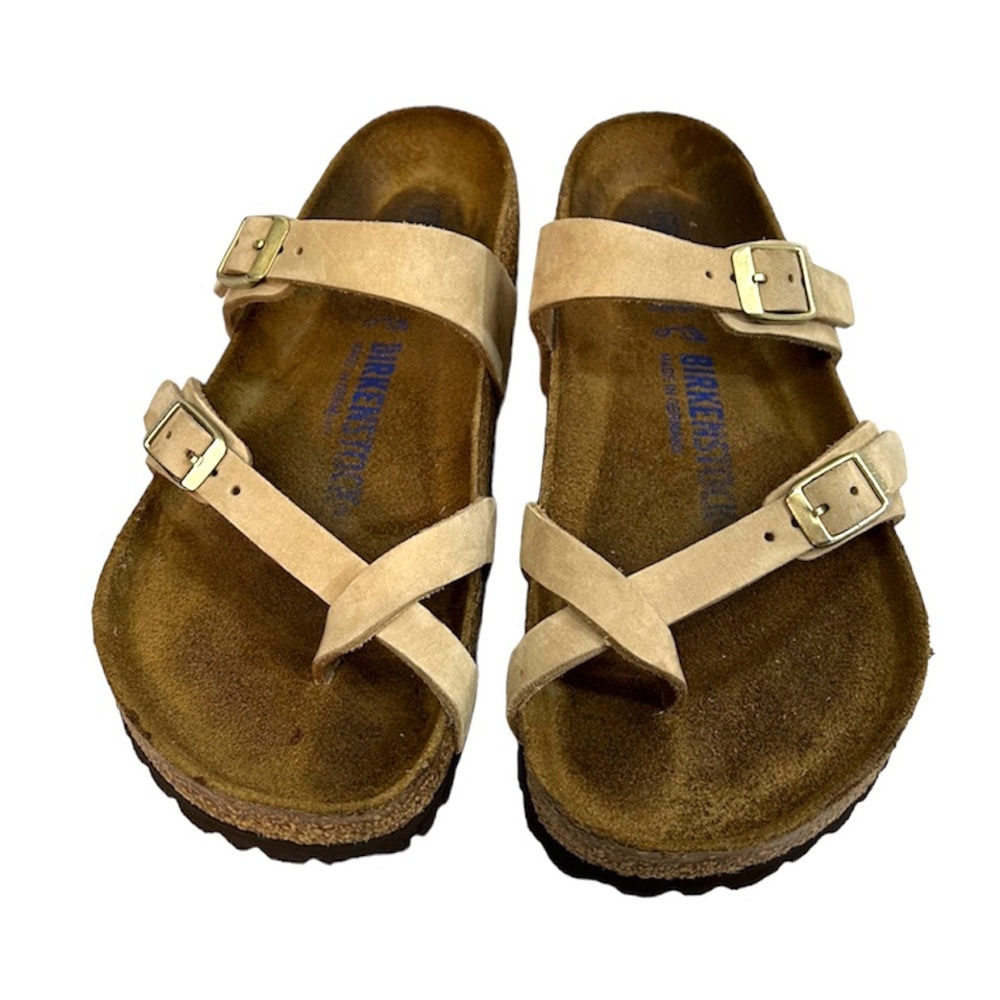 Birkenstock Mayari Sandals Flats Brown Beige Toe Loop Size 38 | 8 Boho